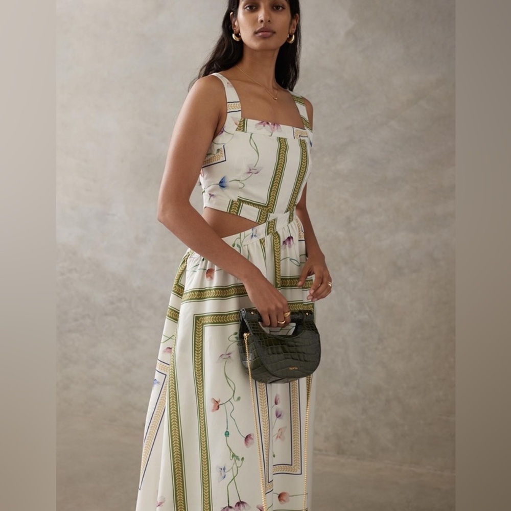 Sancia Chile Cut Out Midi Dress Amapola Print Size Small NWT